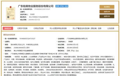 鉑美物業經營范圍新增職業中介活動